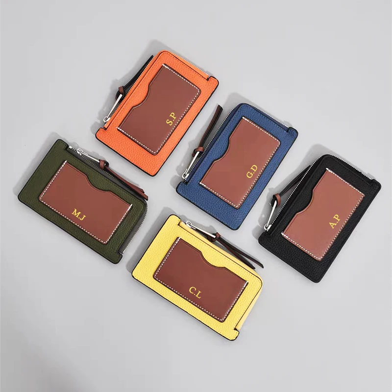 2025 Custom Letters Thin Card Wallet For Woman Cowhide Coin Purse Luxury Designer Fashion Casual Genuine Leather Card Holder