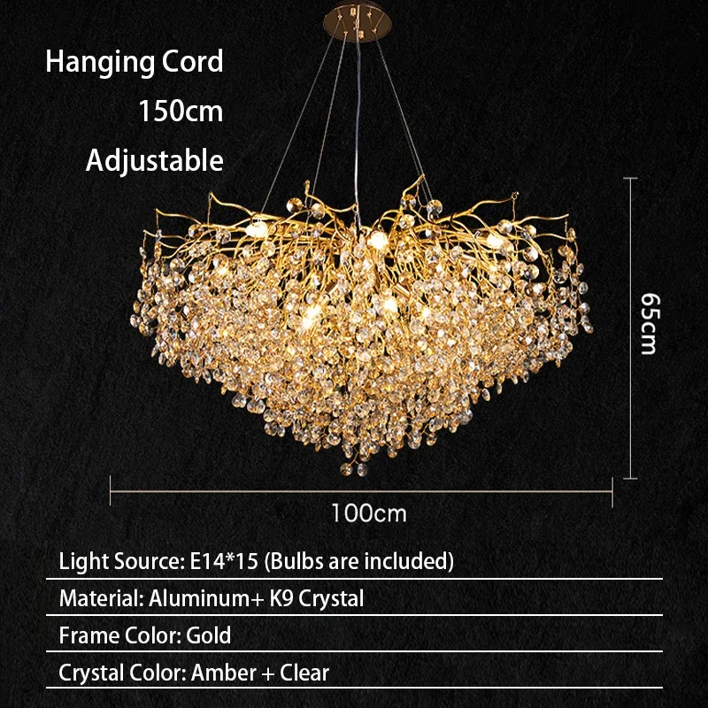 Moderne woonkamer LED kristallen gouden grote kroonluchter keuken lange hanglamp restaurant eiland hanglamp luster armatuur