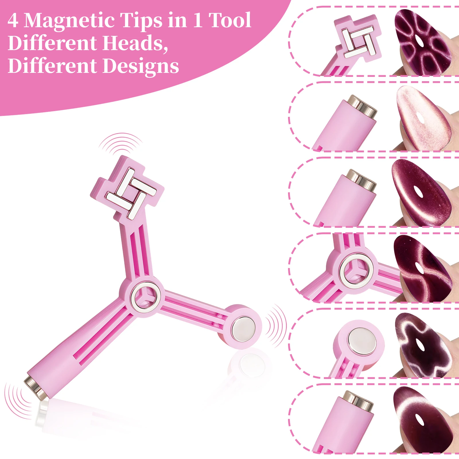 4-in-1 Katzenauge-Nagelmagnet Nagelkunst-Magnetstift für Stern-, Blumen- und French-Formen Gel-Nagellack Maniküre-Werkzeug DIY Nageldesign – Detail 5