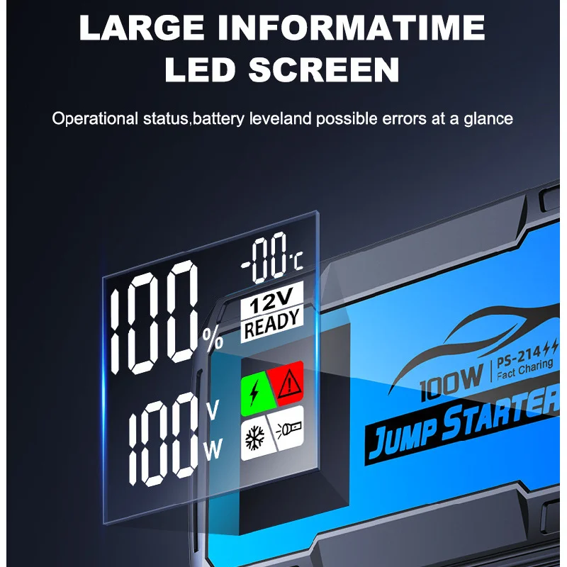 Car Emergency Jump Starter Device Power Bank 12V 8000A Large Capacity Booster Auto Battery Tool CEUL With LED DC Digital Display