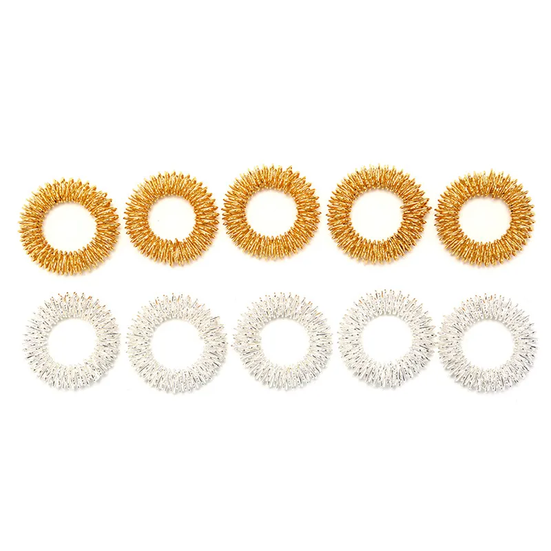 

Набор из 5 серебряных и золотых массажных колец для пальцев, акупунктурные кольца для точечного массажа, массажер для тела, средство для ухода за здоровьем