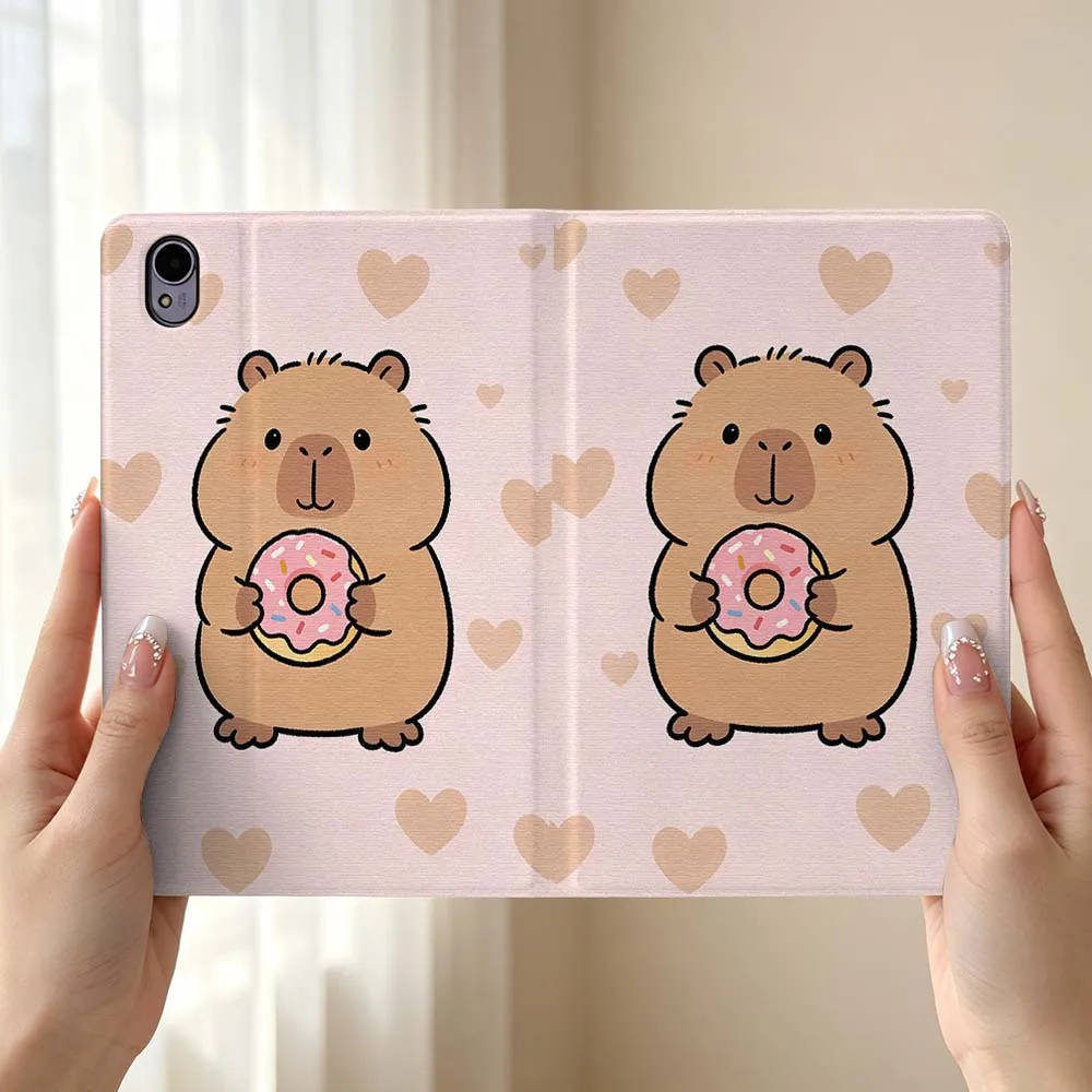 Cartoon Capybara Heart Pen Tray For Huawei MediaPad MatePad Honor Pro V6 9 V8 X9 X 10 13.3 12.3 11 11.5 Inch Tablet Case