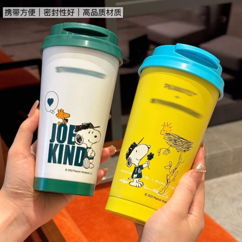 ในสต็อกหลายสีอะนิเมะ Snoopy แก้วกาแฟสแตนเลส 500ml ความจุสูง Kawaii น่ารักเดสก์ท็อปถ้วยเหมาะสําหรับของขวัญวันเกิด