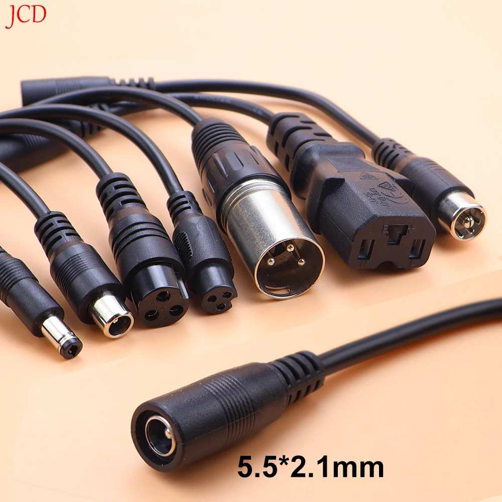 For Scooter Electric Bike Charger Accessories Plug DC 5.5X2.1 To M12 M16 3Pin XLR RCA IEC 3P 8016 5525 Connector Cable Adapter