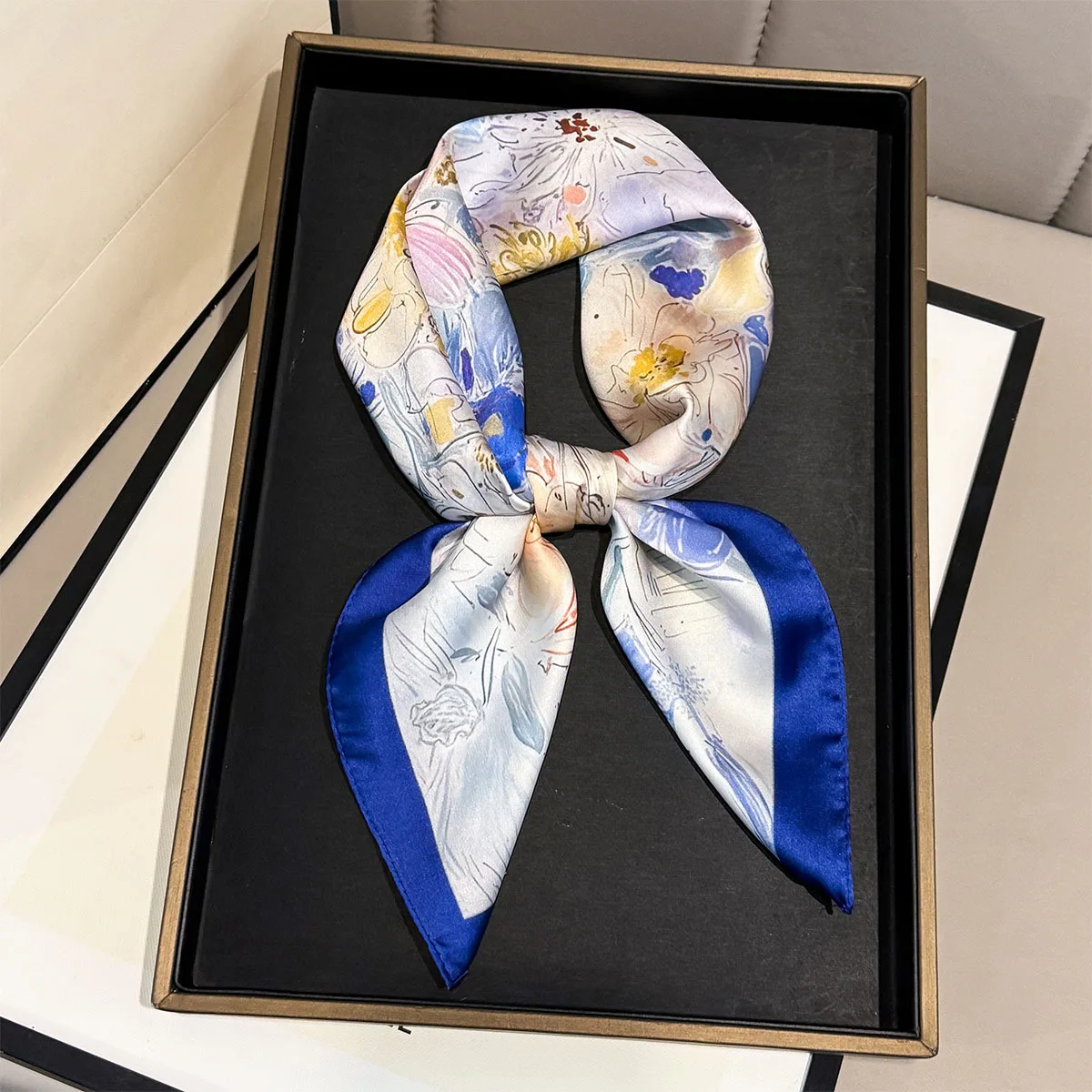 

2026 New Floral Print Hijab Silk Square Scarfs Women Headscarf Soft Satin Neckerchief Fashion Kerchief Female Foulard Bandana