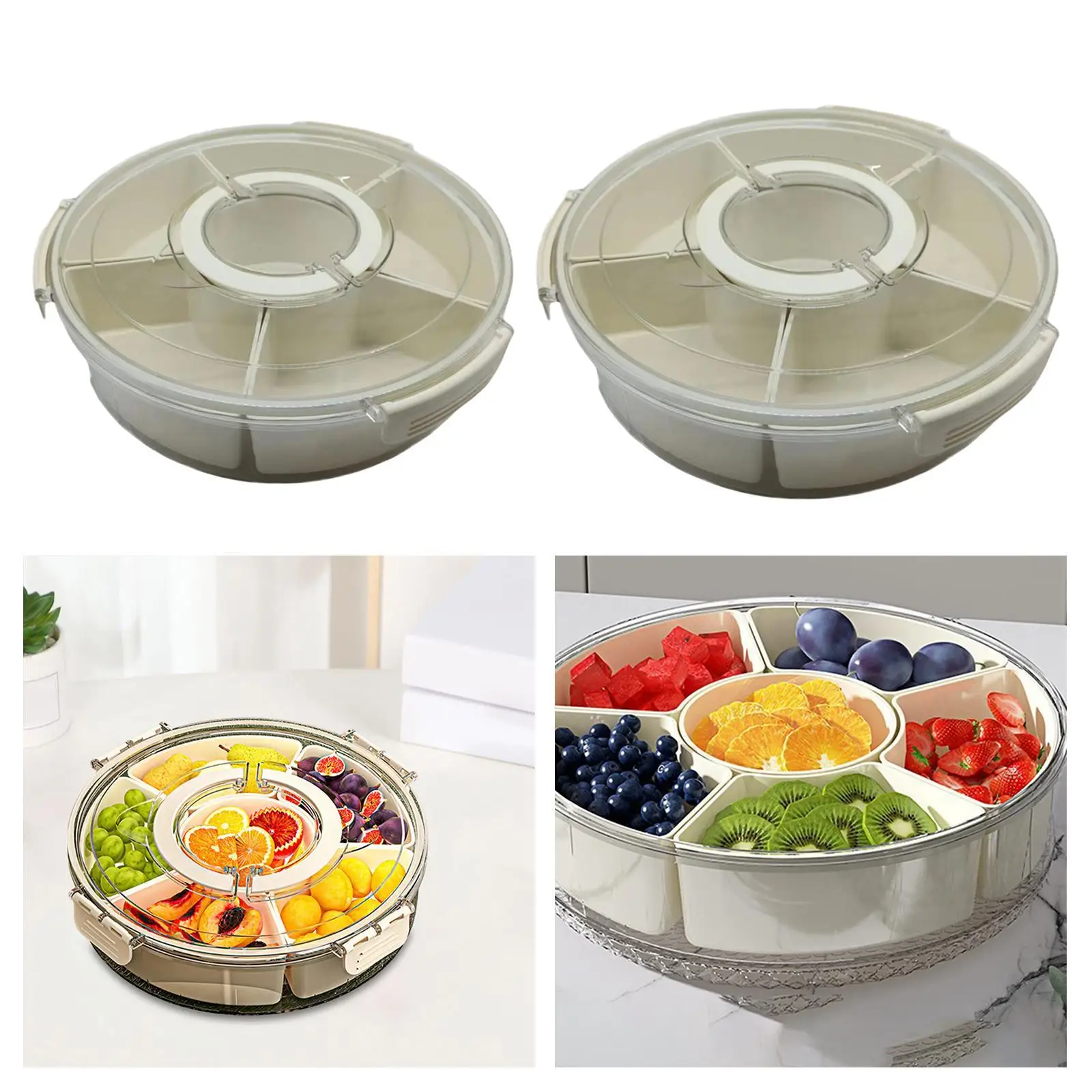 Dried Fruit Plate Multifunctional Rotating Spice Storage Box Transparent Appetizer Tray for Candy Snack Nut Wedding Cabinet