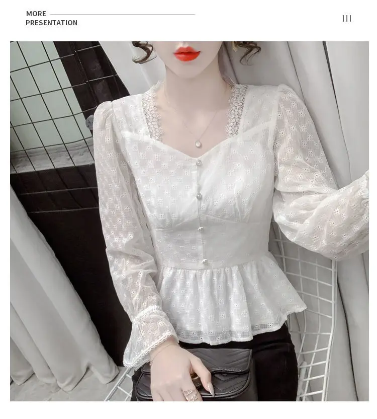 Chiffon Shirt Top Women New Design Niche Palace Style V-neck Shirt Western Style Small Shirt for Women