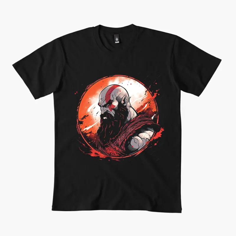 Retro Kratos God of War Videogame Gift T-Shirt Vintage Spartan warrior Graphic Clothes 0330 100% cotton printed Large size Tops