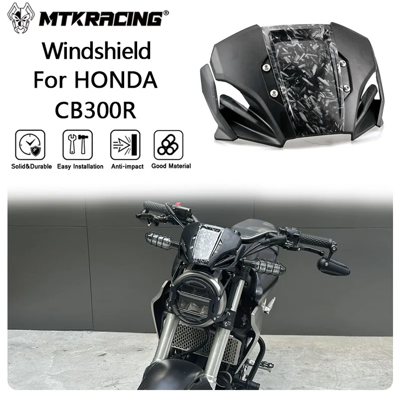 MTKRACING Windshield For HONDA CB300R 2018-2024 Motorcycle Front Windshield ABS Windscreen Wind Deflector Accessories