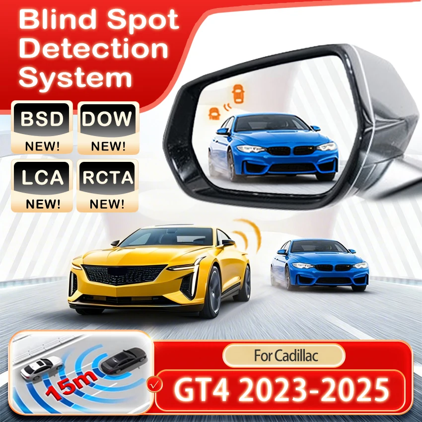 Car Mirror Light Alarm Radar Kit For Cadillac GT4 2023-2025 Blind Spot Monitoring System BSD BSA BSM Driving Change Lane Aided