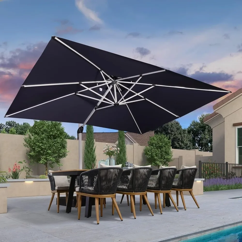 

10' X 13' Patio Umbrella, Outdoor Rectangle Umbrellas, Windproof Offset Umbrellas Heavy Duty Sun Umbrella