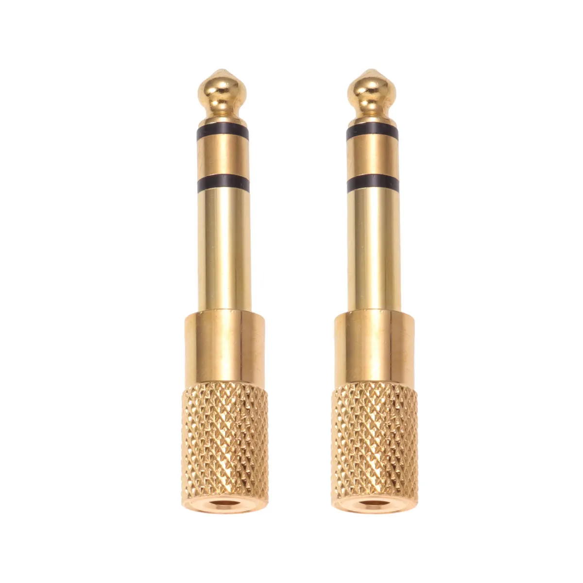 

2PCS Audio Converter 3.5mm Male to 6.35mm Female Adapter Golden Earphone Plug Durable AntiRust SignalLoss Minimal EasyCarry