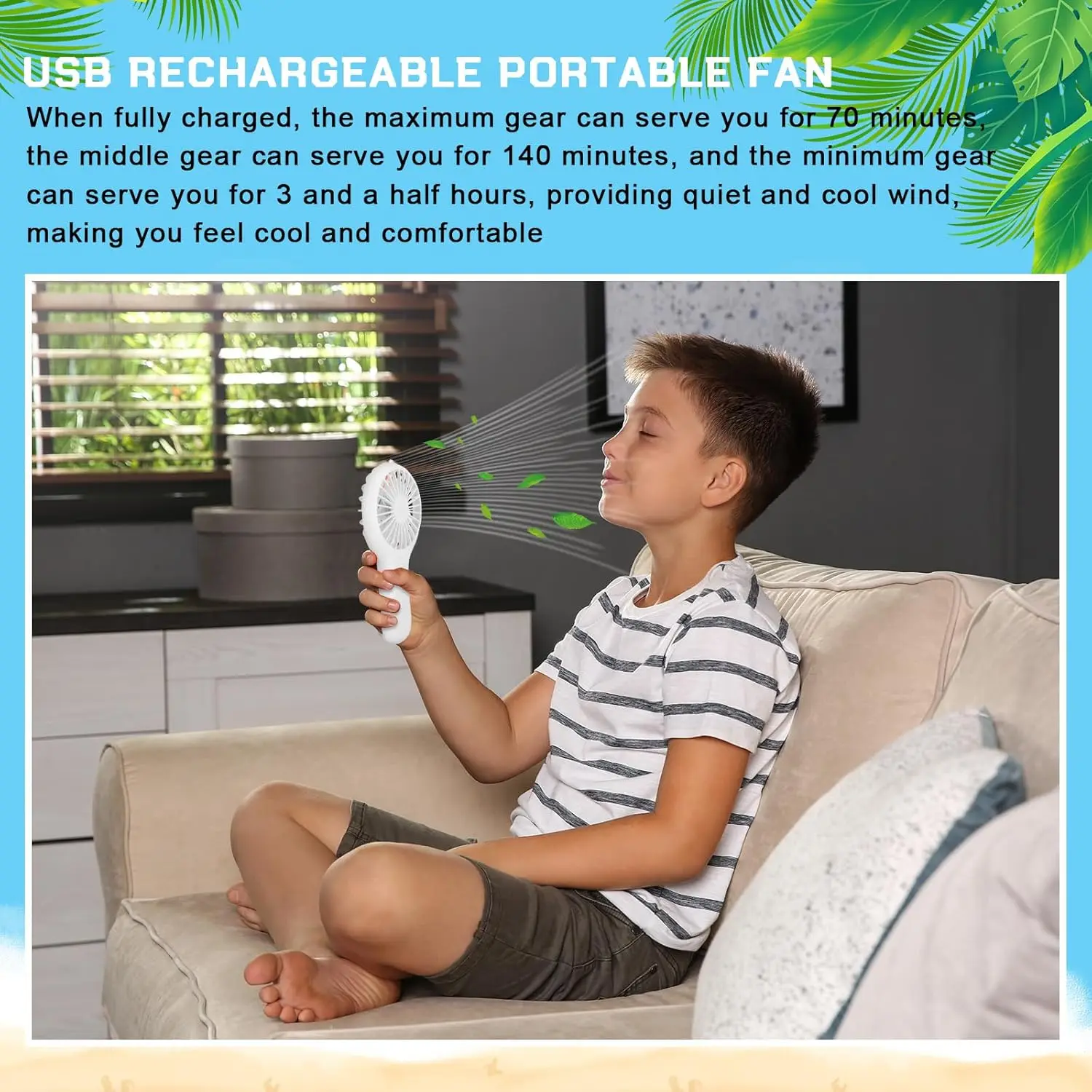 Mini Powerful Handheld Fan Bulk 3 Speed USB Rechargeable Small Desk FanS Summer Gift for Wedding Beach Outdoor