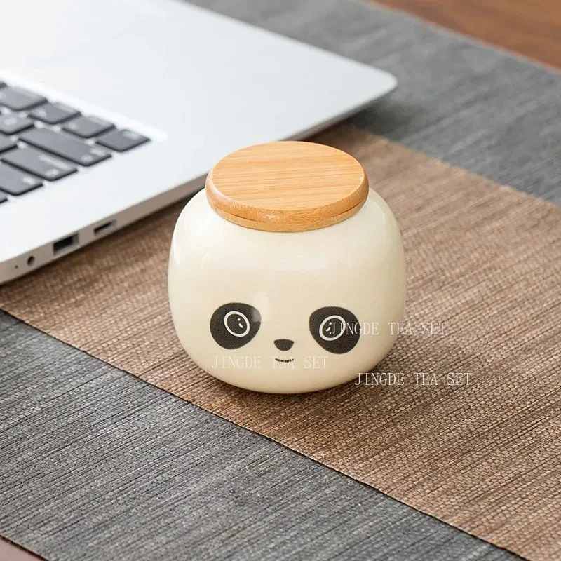 Chinese Ceramic Tea Caddy Multifunctional Storage Can Porcelain Sealed Jar Tea Set Accessories Kitchen Moisture Proof Container