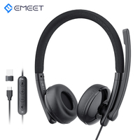 EMEET Wired Headset With Microphone Call Center USB Headphones ENC Noise Cancelling Office Cable Earphones for Phone/PC Computer