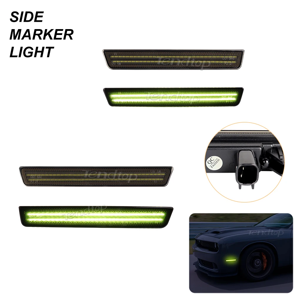 LED  Green Lights Front Rear Bumper Side Marker Lamp Turn Signal Lights Flashing  Indicator For Dodge Challenger 2015-2023