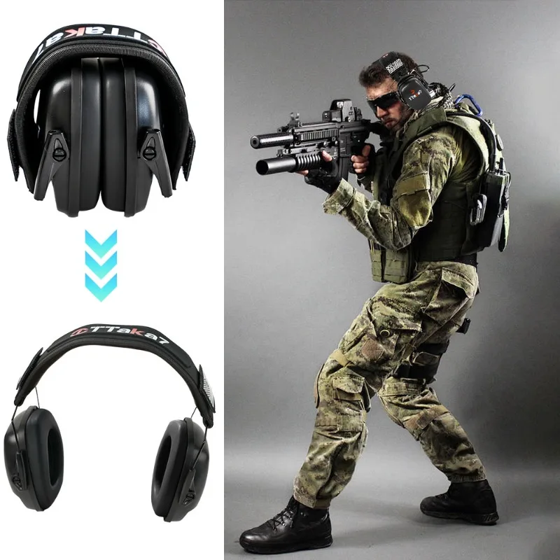 Army Grade Tactical Earmuff Hearing Protection Headset - NRR 25dB Noise Reduction for Shooting Training & Outside Hunting