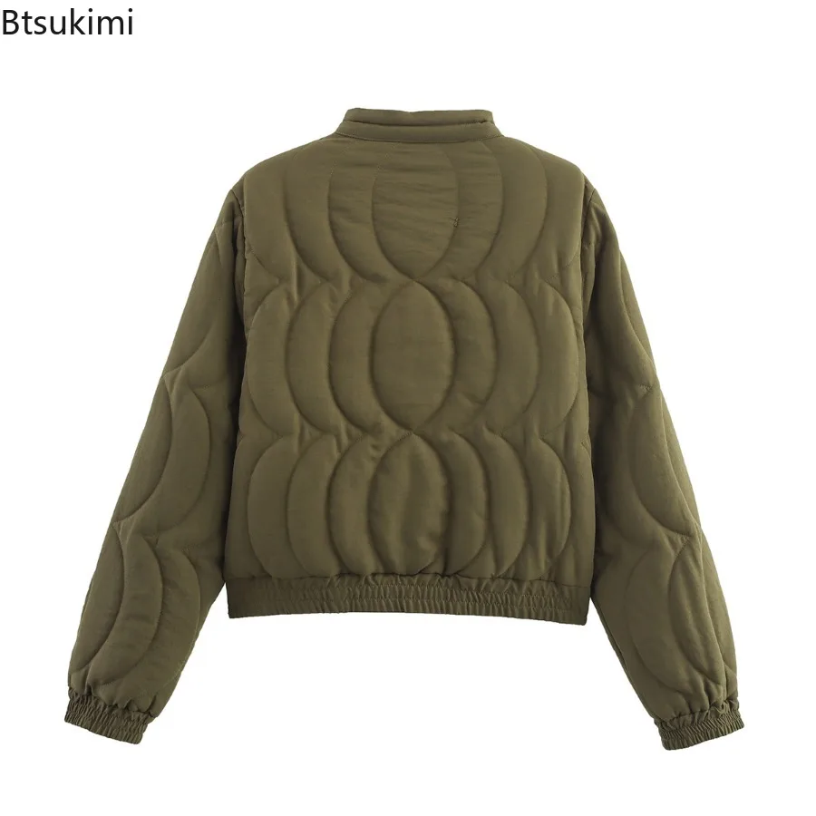 2025 Winter Women's Embroidered Cotton Coat Retro Round Neck Single-breasted Women's Y2k Streetwear Long-sleeved Warm Jacket