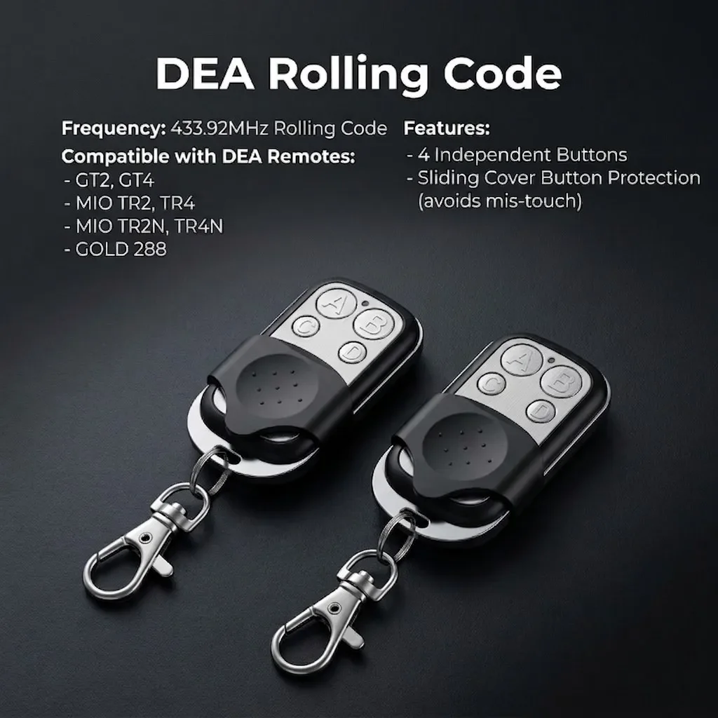2pcs For Garage Door Remote DEA MIO TR2 TR4 GT2 GT4 TR2N TR4N GOLD 288 289 Gate Control Rolling Code Controller Command