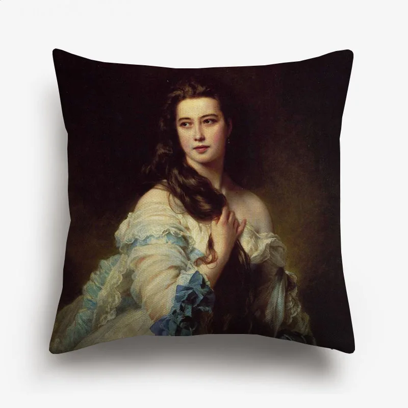 European Royal Court Woman Lady Portrait Painting Cushion Cover Decorative Pillows For Sofa Home Decoration 45X45cm view 2