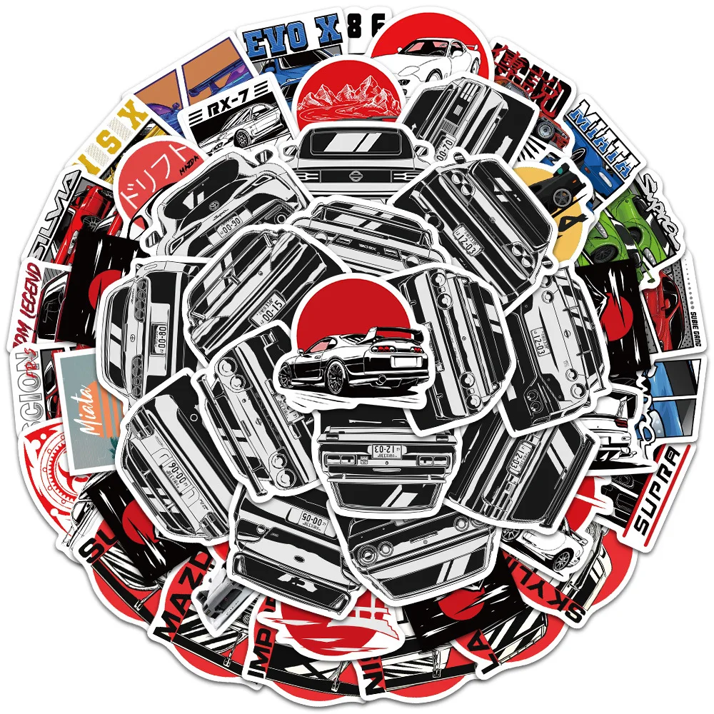 شارات سباق يابانية عتيقة تصنعها بنفسك ، تحديث JDM للسيارة ، دفتر ملاحظات ، أمتعة ، دراجة نارية ، لاب توب ، ثلاجة ، ألعاب جرافيتي ، 50 * #2