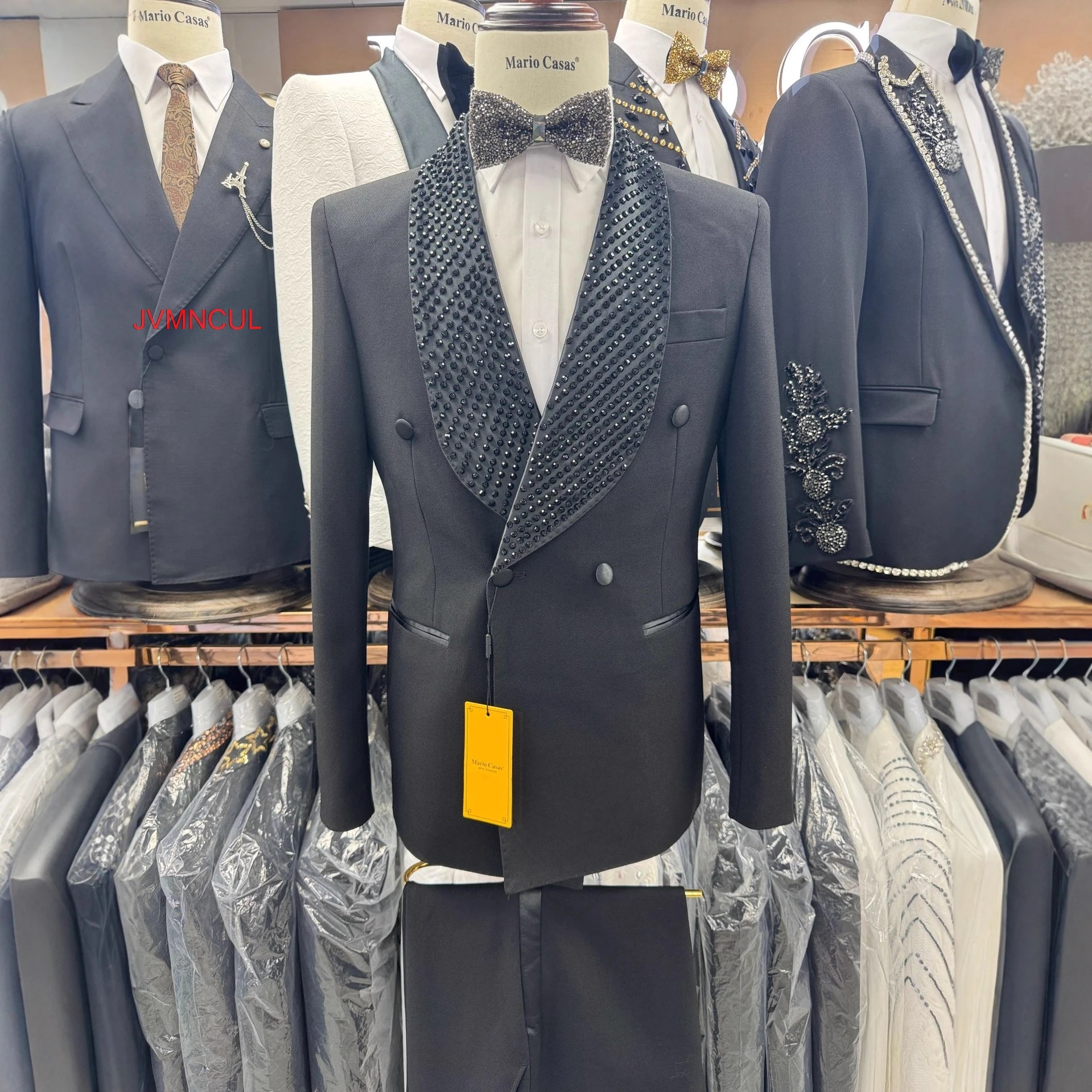 Men's Handmade 2 Piece Suit Slim Fit Wedding Groom Formal Party Banquet Business Hosting Ceremony Outfit Blazer Pants Set Wear