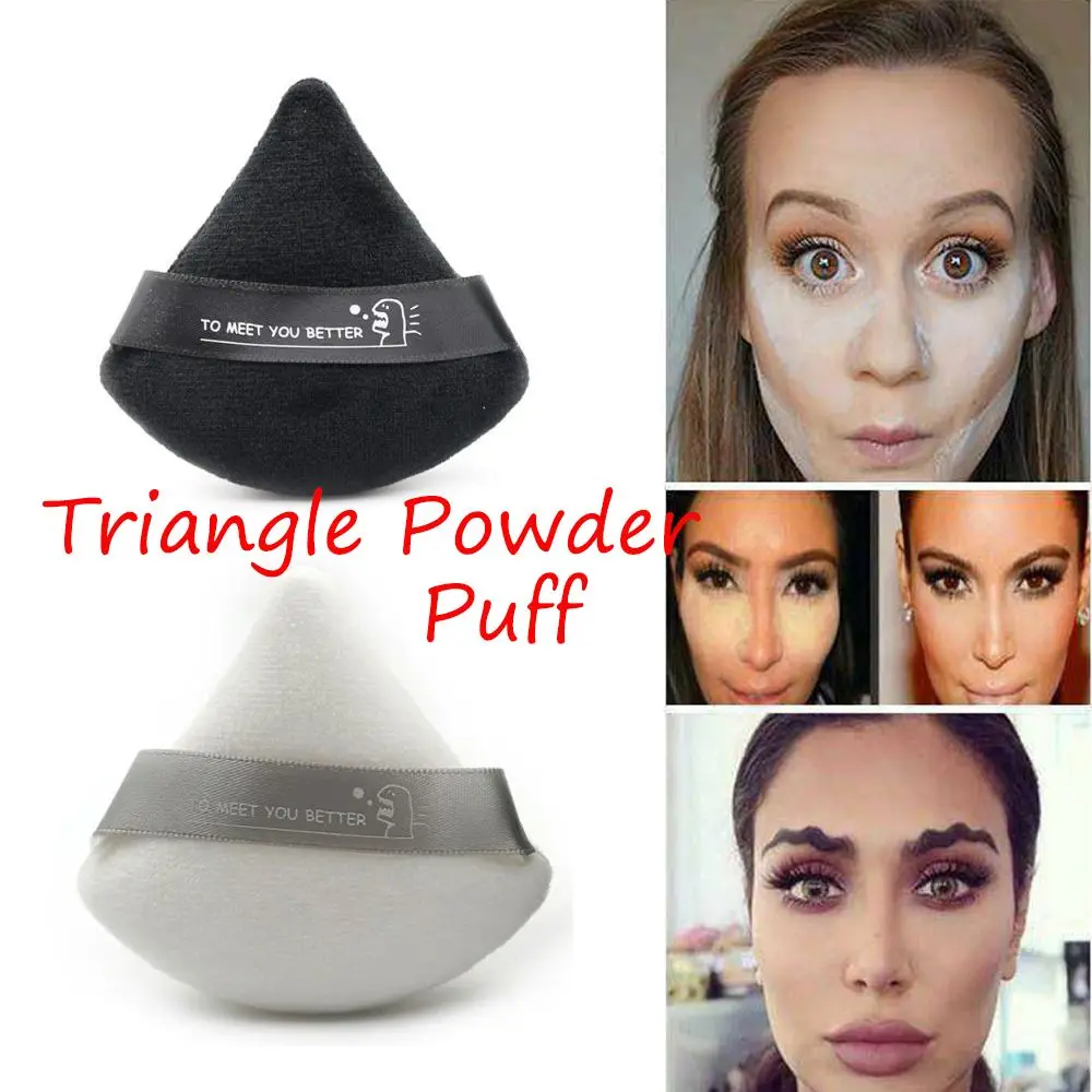 1/2 Pcs Triangle Velvet Powder Puff Pizza Flours Mini Face Makeup sponge Cosmetics Washable Lightweight