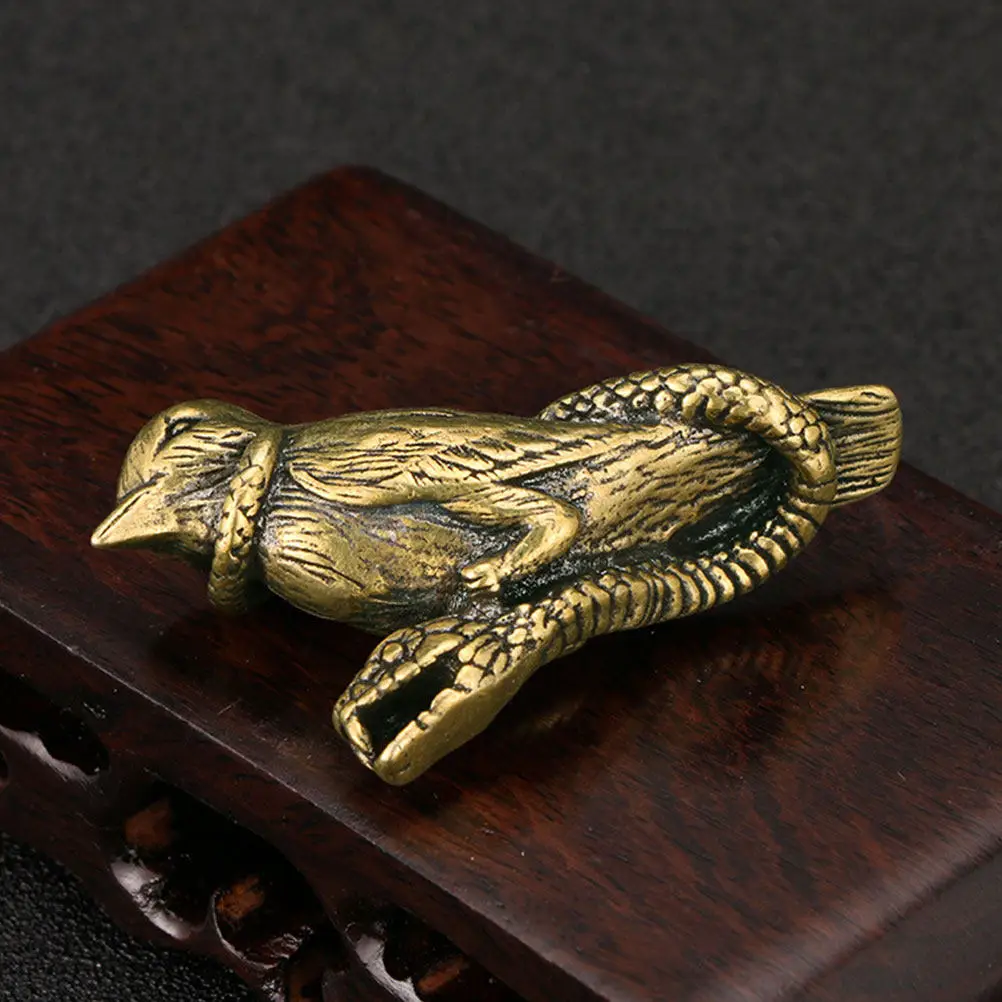 Snake Tangled Bird Brass Statue Exquisite Retro Desktop Decoration Compact Tabletop Adornment Vintage Animal Copper Ornament