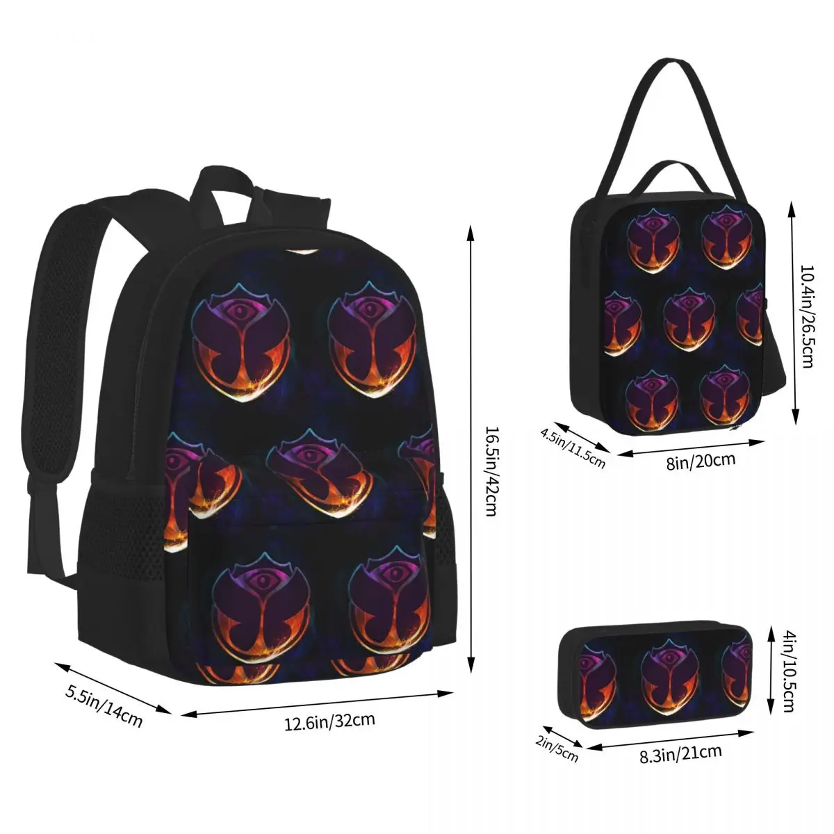 Tomorrowland Butterfly Backpacks Students Bookbag School Bags Kids Rucksack Lunch Bag Pen Bag Three-Piece Set