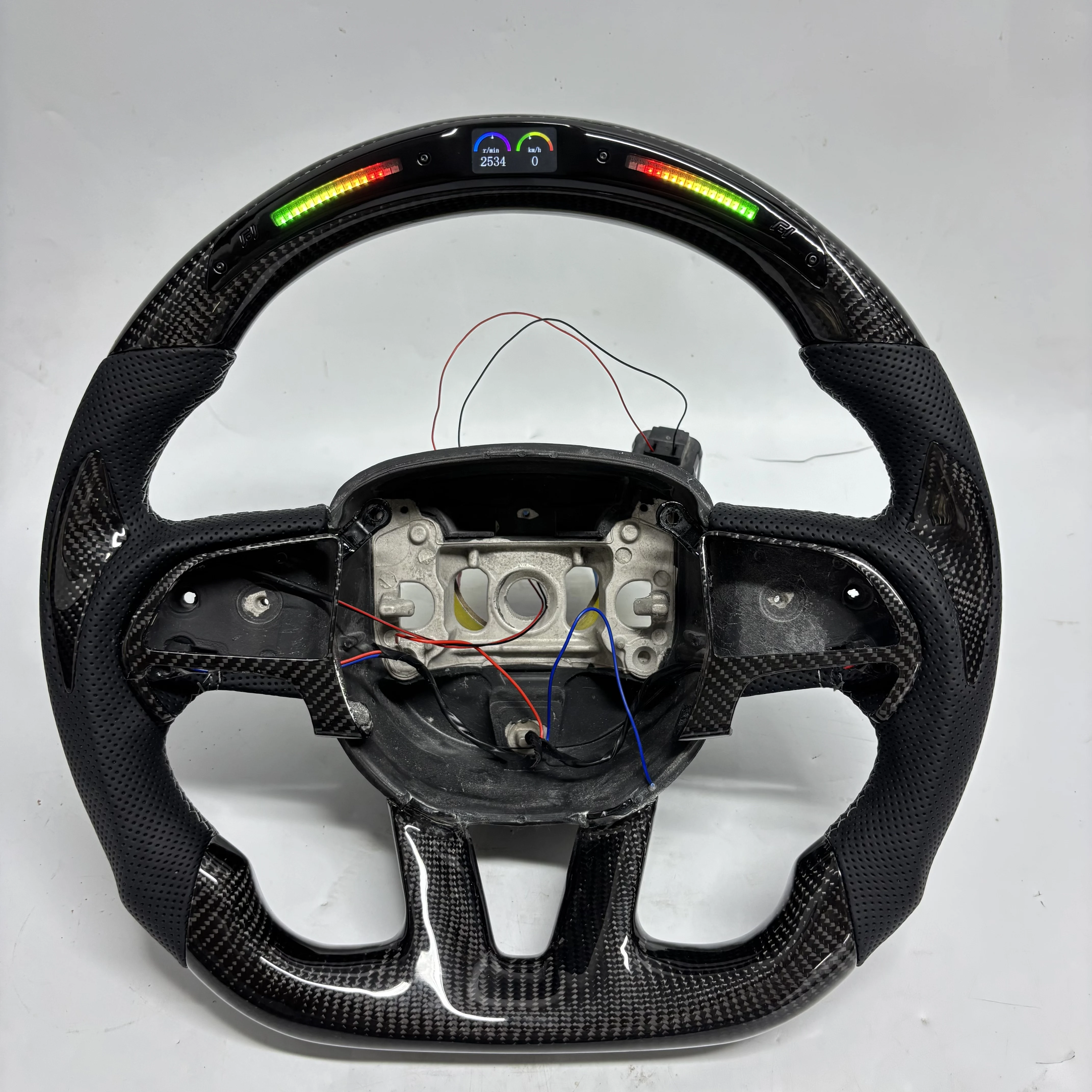 

Custom black carbon fiber steering wheel for Dodge Charger Hellcat 2015 2016 2017 2018 2019 2020 2021 2022