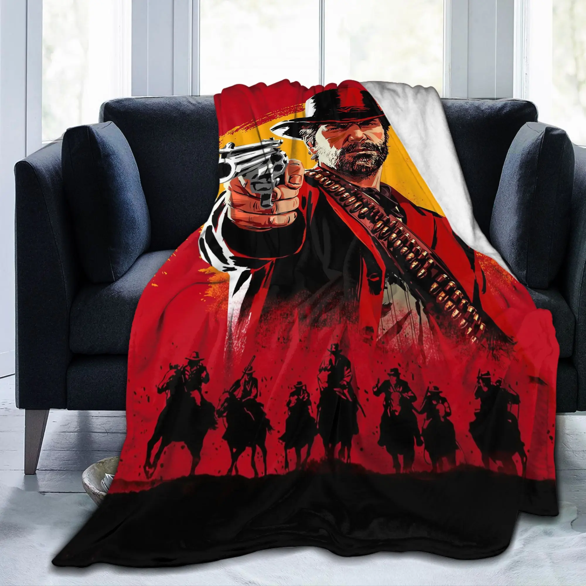 Custom Arthur Morgan  Blanket Warm Fleece Soft Flannel Wild West Throw Blankets for Bed Sofa Car Autumn