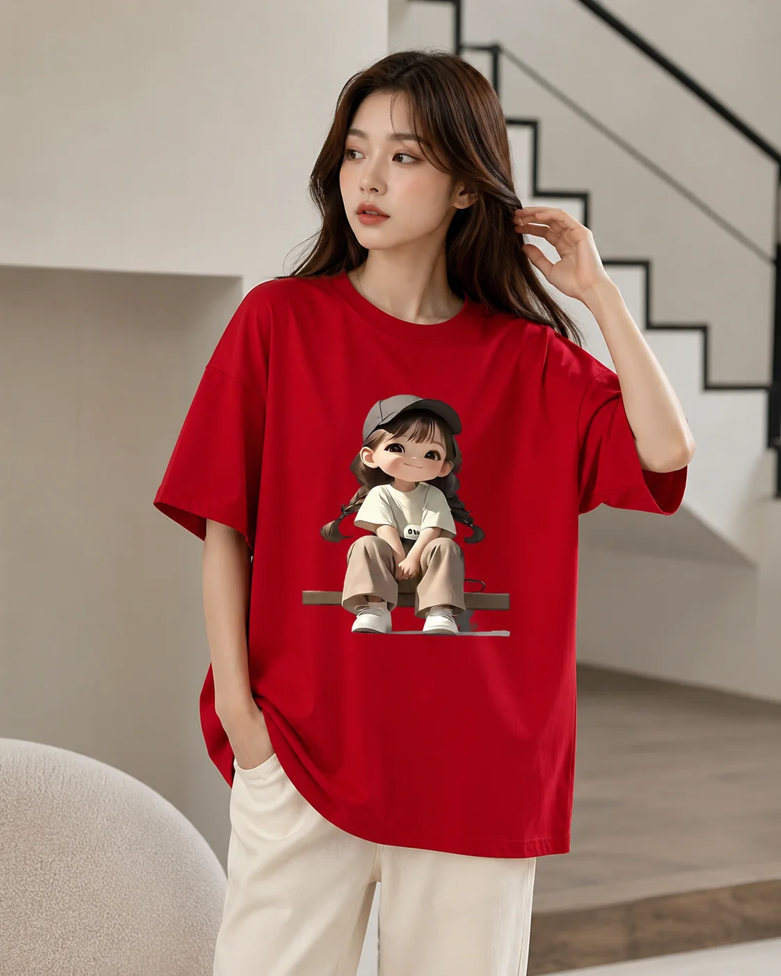 Cute Animated Daily Casual Top for Men and Women, Roosfit Kroneck Shirt, A Must-have Print Pattern T-shirt for All Seasons