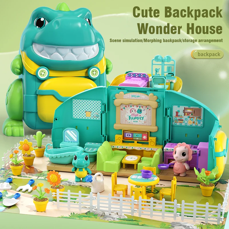 Zaino Mobili Miniature Casa delle bambole Giocattolo per bambini Accessori Sedie Cucina Giocattolo Casa da gioco con luce Compleanno Ragazza Ragazzi Regalo