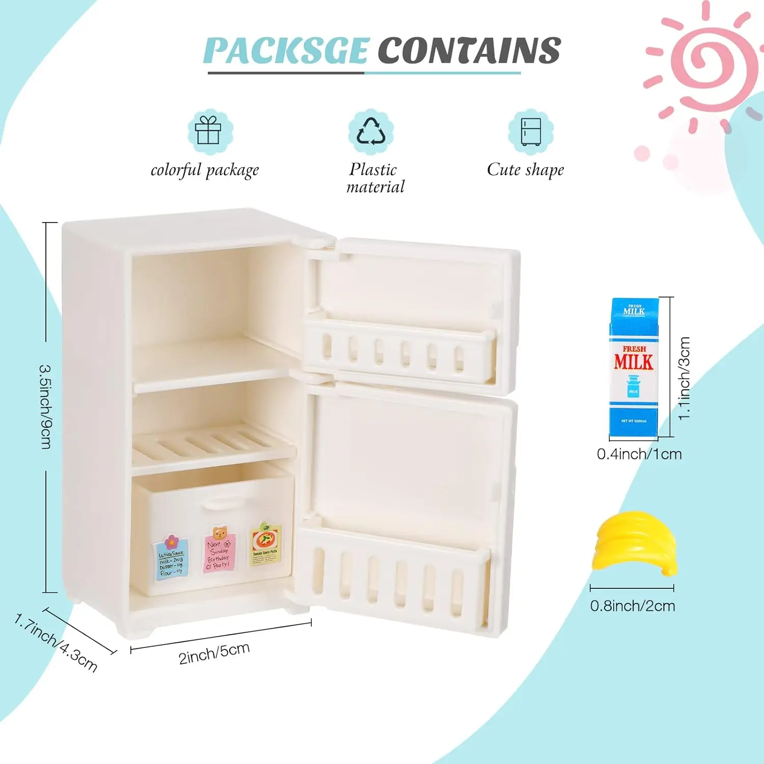 1:12 Miniaturowa lodówka do domku dla lalek Zabawka Lodówka Mini Lodówka Dekoracje Symulacja jedzenia Mini Symulacyjna lodówka