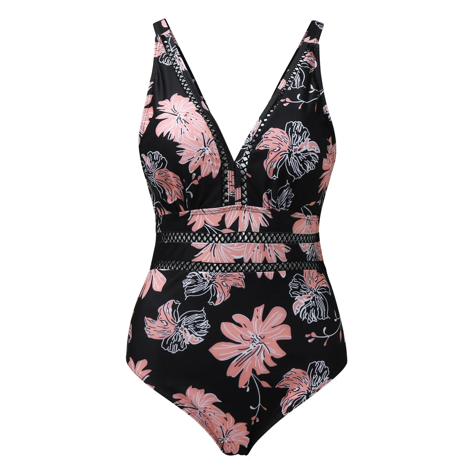 Women's one-piece floral swimsuit, plus size sexy swimsuit