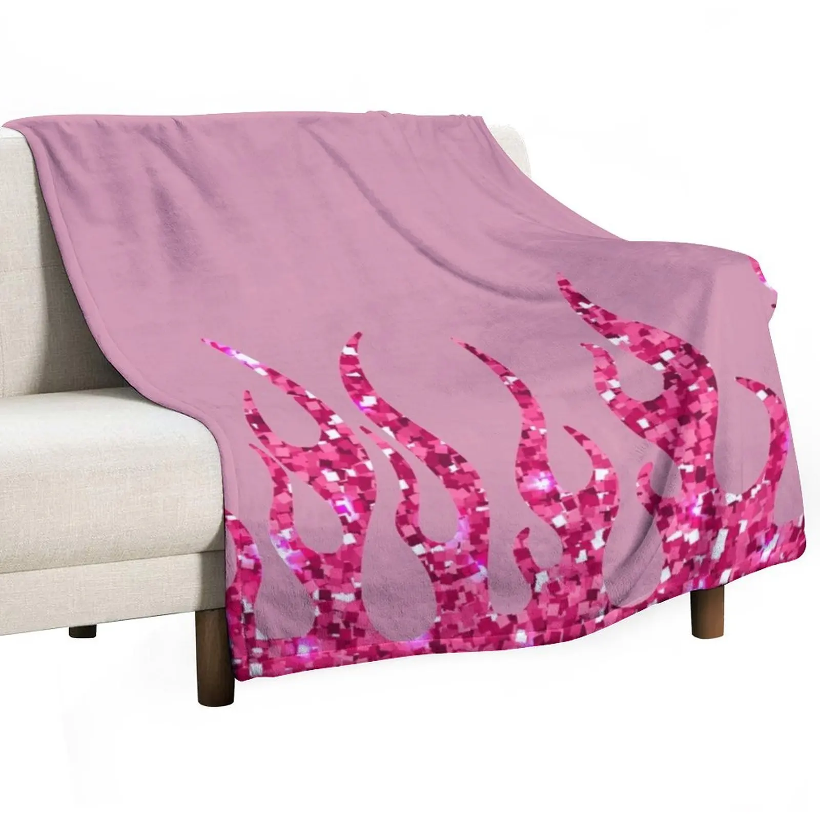 pink glitter flames Throw Blanket Baby Beautifuls for sofa Flannel Fabric Blankets