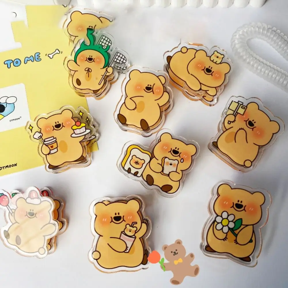 Cartoon urso dupla face pasta, espessamento acrílico, pad nota clip, multifunções, multi-propósito, conta mão, estudante, bonito