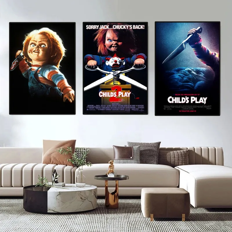 Classic Horror Movie Chucky Poster Child's Play Terror Doll Prints Canvas Painting Wall Art Picture Living Room Home Decor Mural