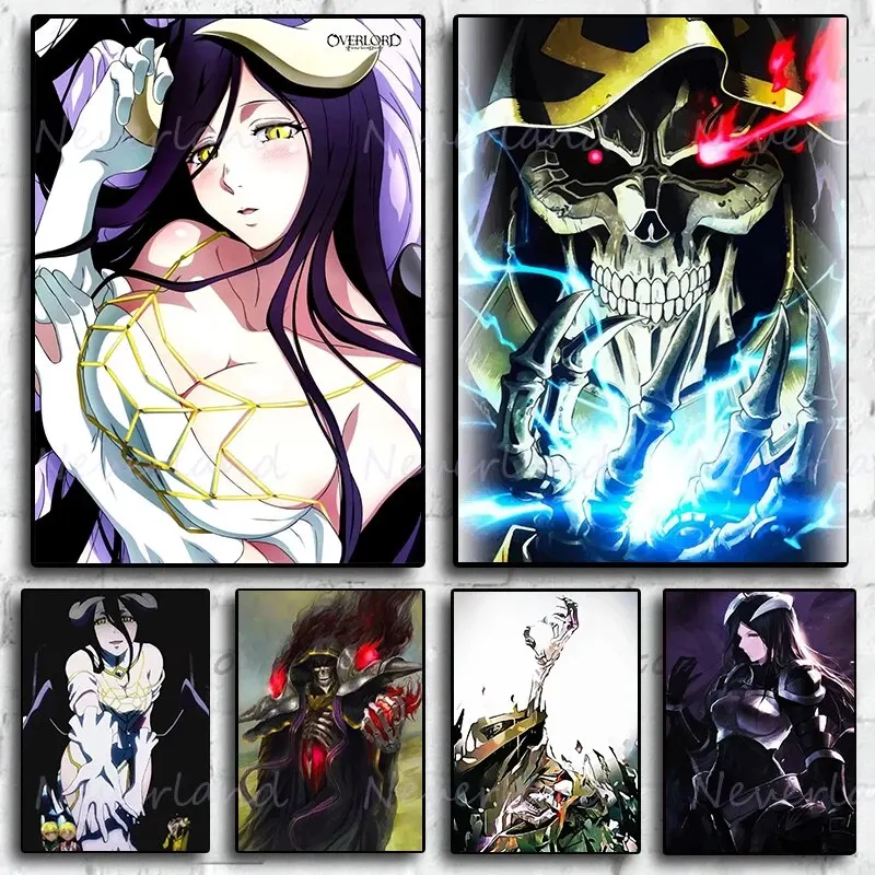 Overlord Anime Canvas Wall Art - Japanese Fantasy Adventure Character Posters for Home Decor