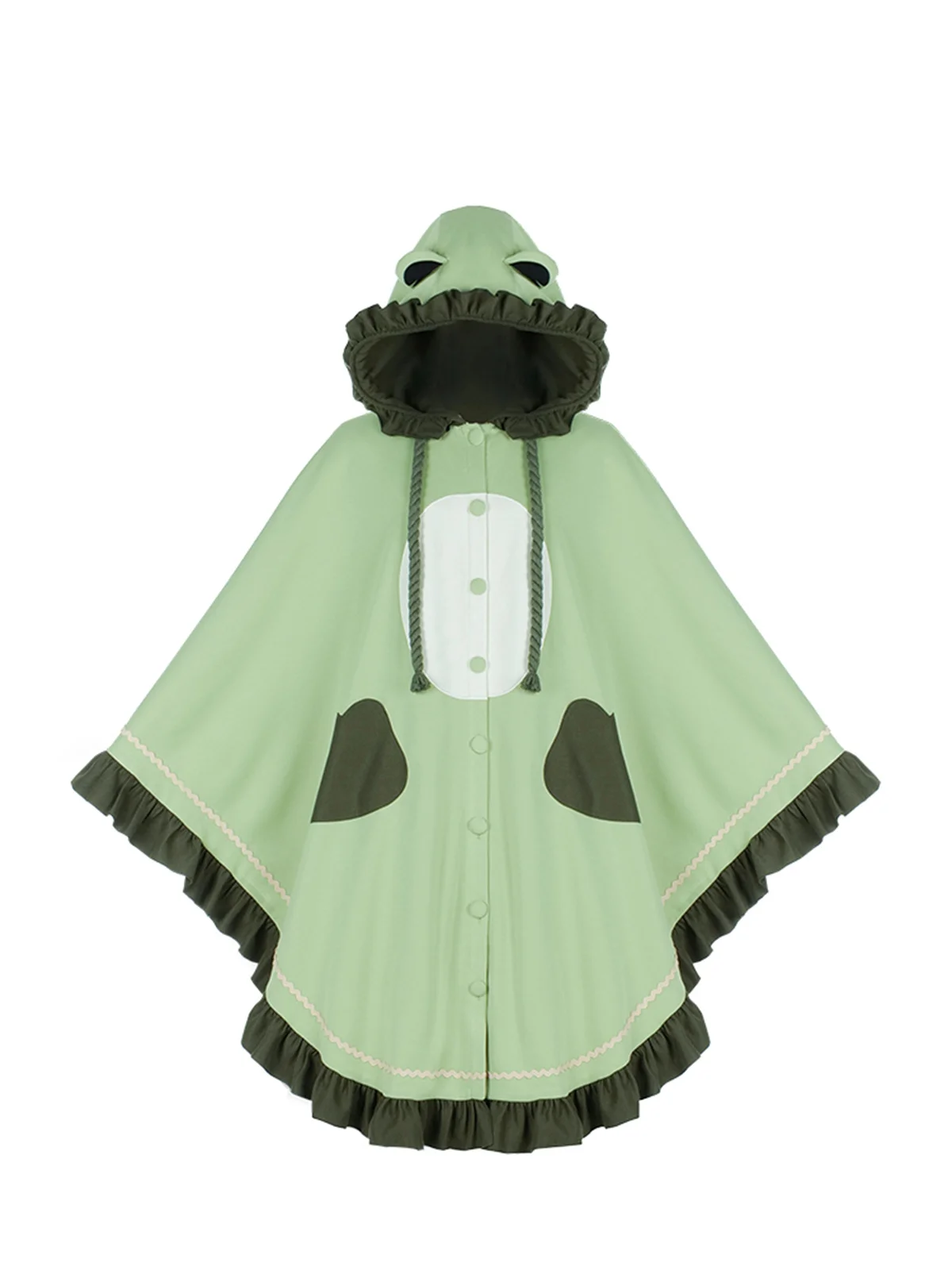 Withpuji Original Japanese Cute Style Comfortable Cosplay Lolita  Sweet Girls  Kawaii Soft Comfortable Ruffle Frogs Cloak