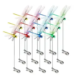 12Pcs Dragonfly Hat Clip Realistic Decoys Simulation Garden Stake Decorate Outdoor Realistic Outdoor 3D Decorative Clips