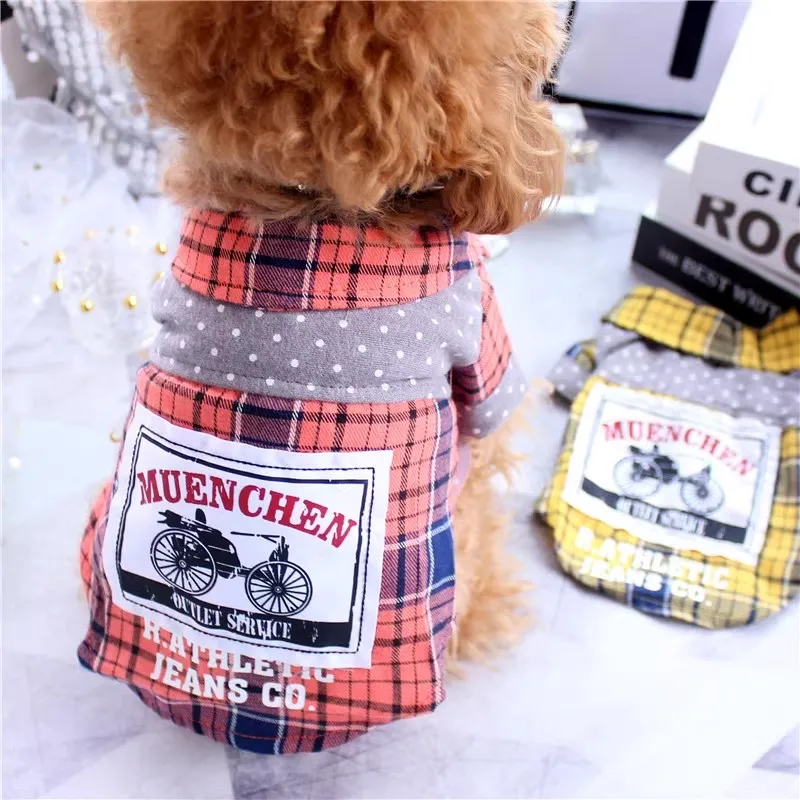 Plaid T Shirt For Dogs Yellow Orange Spring Summer XS XXL Pet Outfit Suit Costumes For Cat Puppies Small Animal Clothes Products