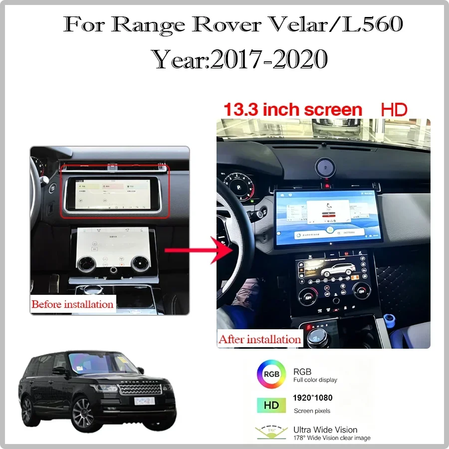 Android 14 For 2017-2020 Range Rover Velar/L560 Multimedia Player Radio Carplay Screen 4G Qualcomm