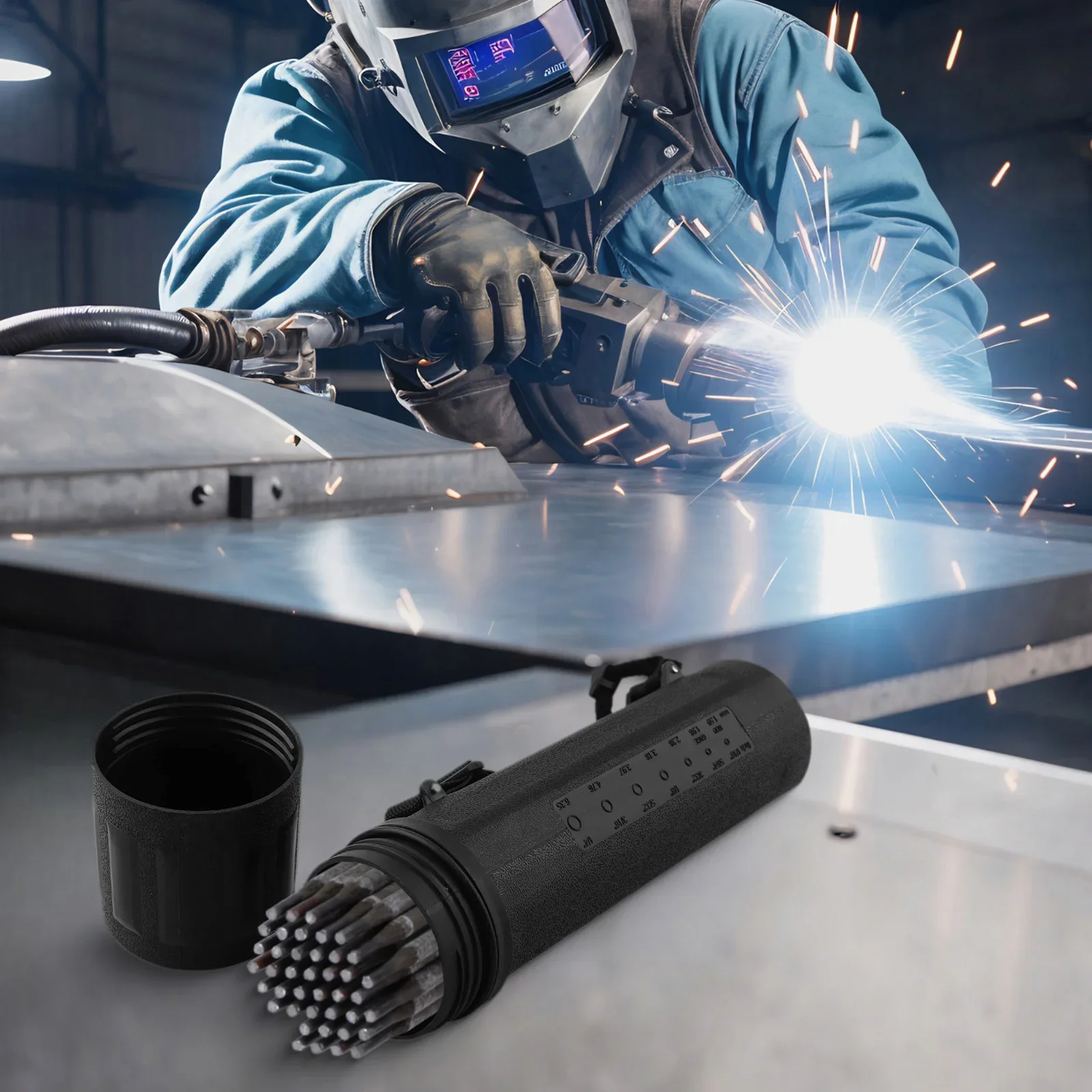 

Трубка для хранения сварочных электродов 360x78 мм, пластиковая, вместимость 4,5 кг, защита от влаги, контейнер для электроинструментов