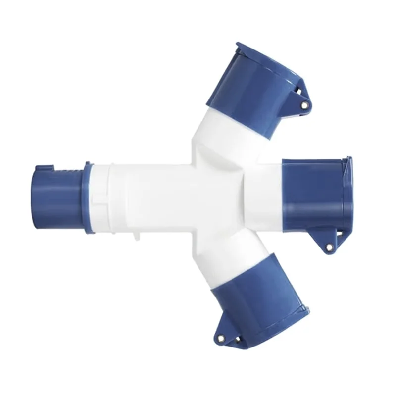 B08B-Y-Type Industrial Plug IP44 Waterproof 16A 3-Pin Multi-Function Three-Way Connector Three-Phase Power Branch Socket 1-3