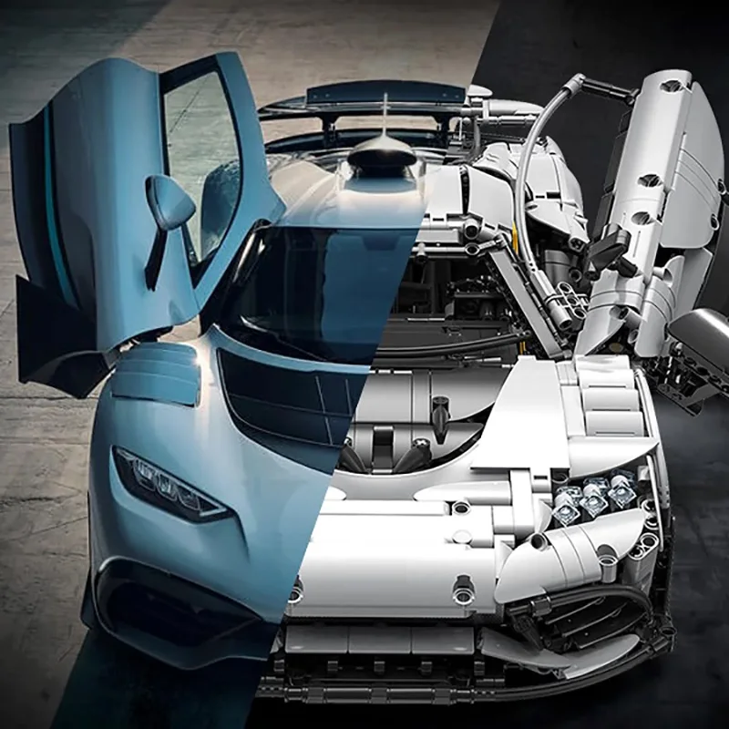 

3295 шт. технический скоростной гоночный серебряный автомобиль 1:8 AM G ONE автомобильные строительные блоки, гиперкар с мотором, кирпич, комплект модели, подарок для взрослых и детей