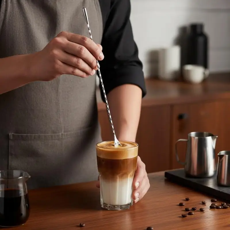 New Scoops Spiral Pattern Cocktail Spoon Long Handle Stainless Steel Mixing Spoon 20/26/30/40cm Coffee Spoon Drinks