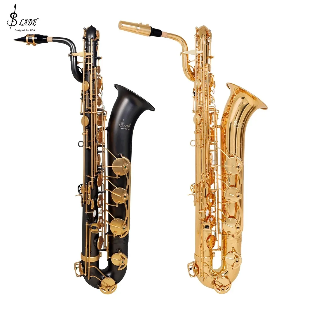 SLADE Eb Baritone Saxophone Set Brass Body Sax with Cloth Box Mouthpiece Sax Parts Accessories Professional Woodwind Instrument