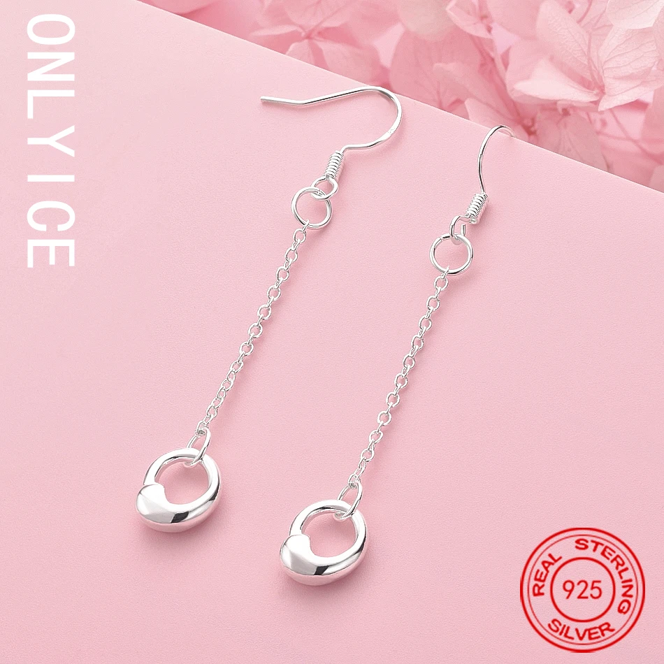 

925 Sterling Silver Round Earrings Drop Earrings For Women Charm Trend Birthday Gifts Fashion Party Fine Jewelry