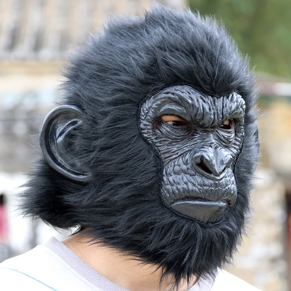 動物ゴリラヘッドマスクラテックス猿ノベルティハロウィン仮装コスチュームパーティー小道具ファンシーボールチンパンジーマスカレードマスク男性用